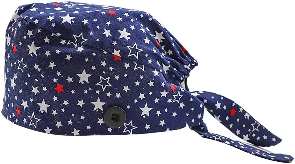 Cute Printed Working Cap with Sweatband Adjustable Tie Back Hats for Women/Men