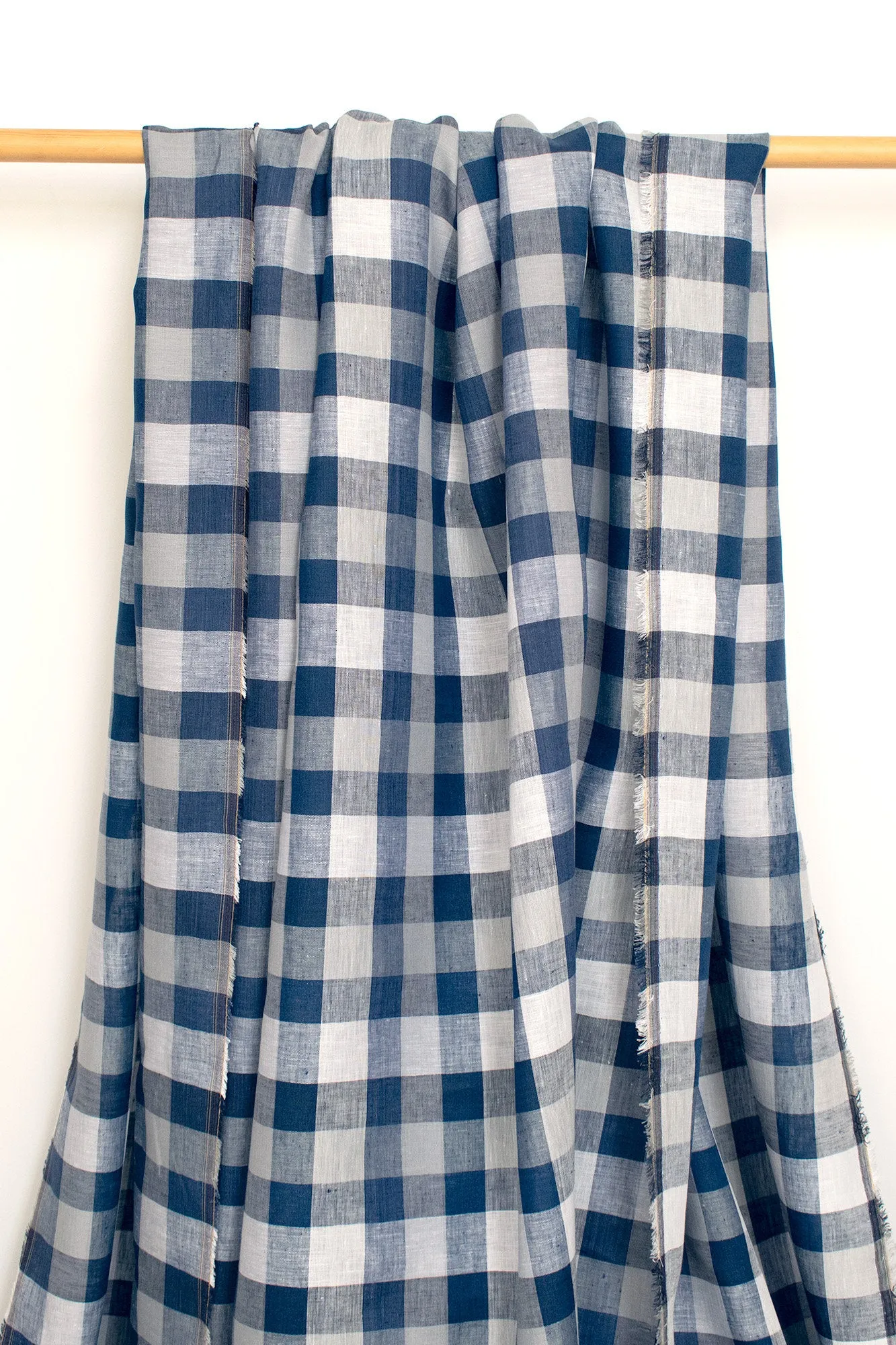DEADSTOCK 100% Linen Check Plaid - 16