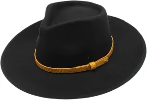 DHAEY Vintage Bonded Woolen Felt Europe and America Wide Brimmed Top Hat Unisex Autumn and Winter Woolen Jazz Hat Luopan Caps & Hats (Color : C8, Size : 56-58cm)