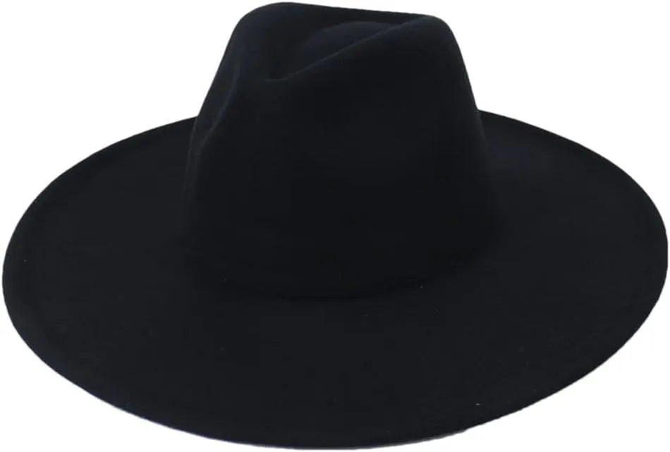 Dninmim 9.5Cm Big Brim Solid Color Women Men Fedora Hat Caps