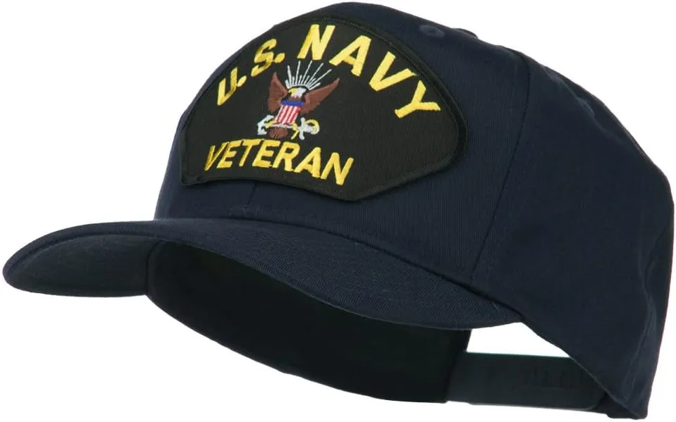 e4Hats.com US Navy Veteran Military Patched High Profile Cap