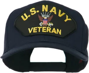 e4Hats.com US Navy Veteran Military Patched High Profile Cap