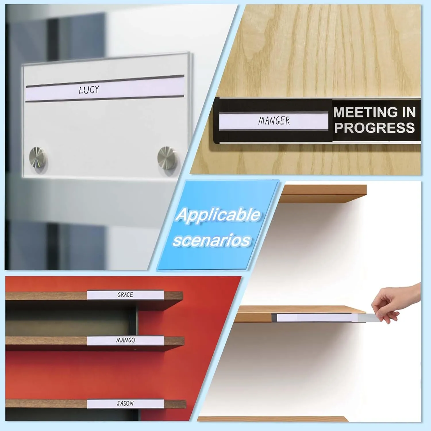 Eeoyu Magnetic Label Holders with Magnets Magnetic Data Card Holders with Clear Plastic Protectors for Metal Shelf, Whiteboard, Set of 50 (0.75 x 6 Inch)