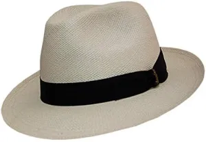 FINO Panama Fedora 2 1/2 Brim (58, Natural with Black Hatband)