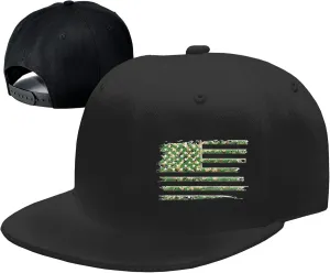 Flat Bill Hats for Men Black Snapback Hats for Men Adjustable Baseball Cap Fitted Cool Hip Hop Hat