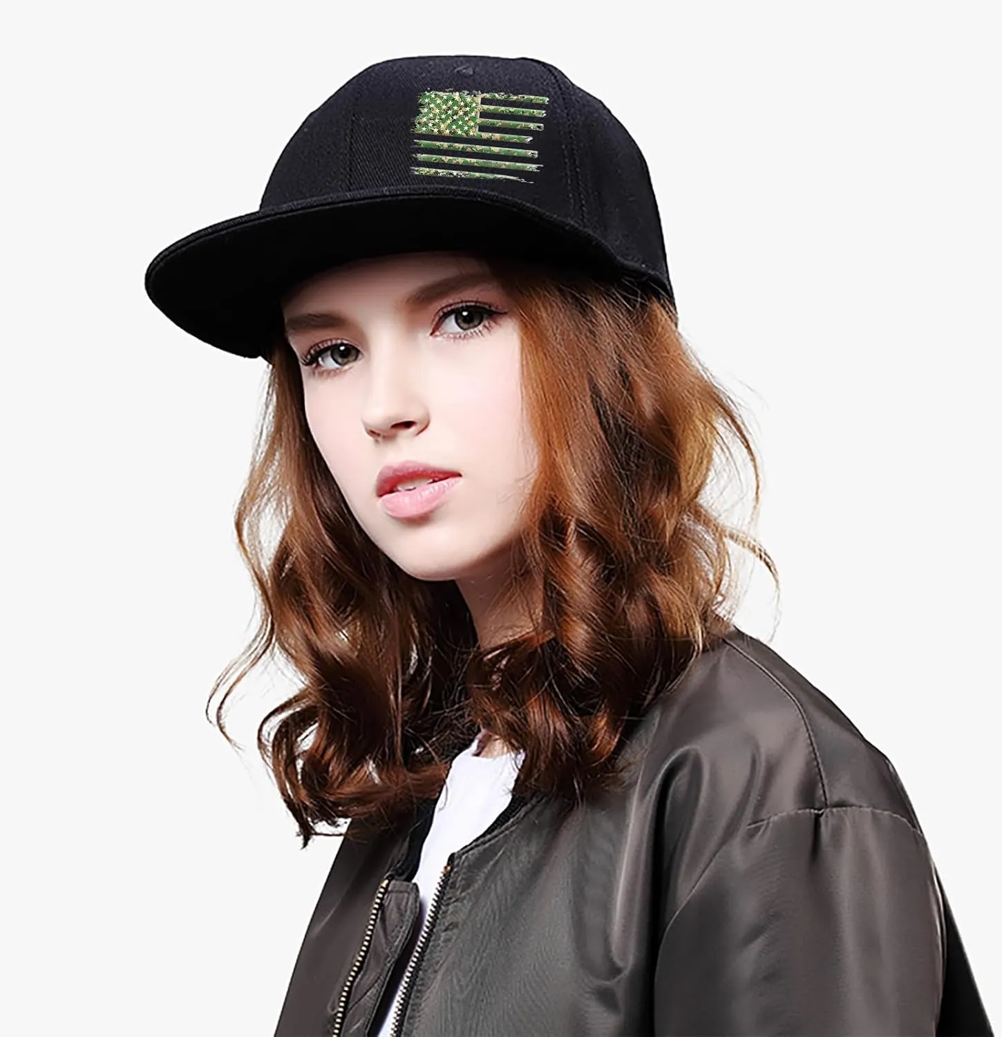Flat Bill Hats for Men Black Snapback Hats for Men Adjustable Baseball Cap Fitted Cool Hip Hop Hat
