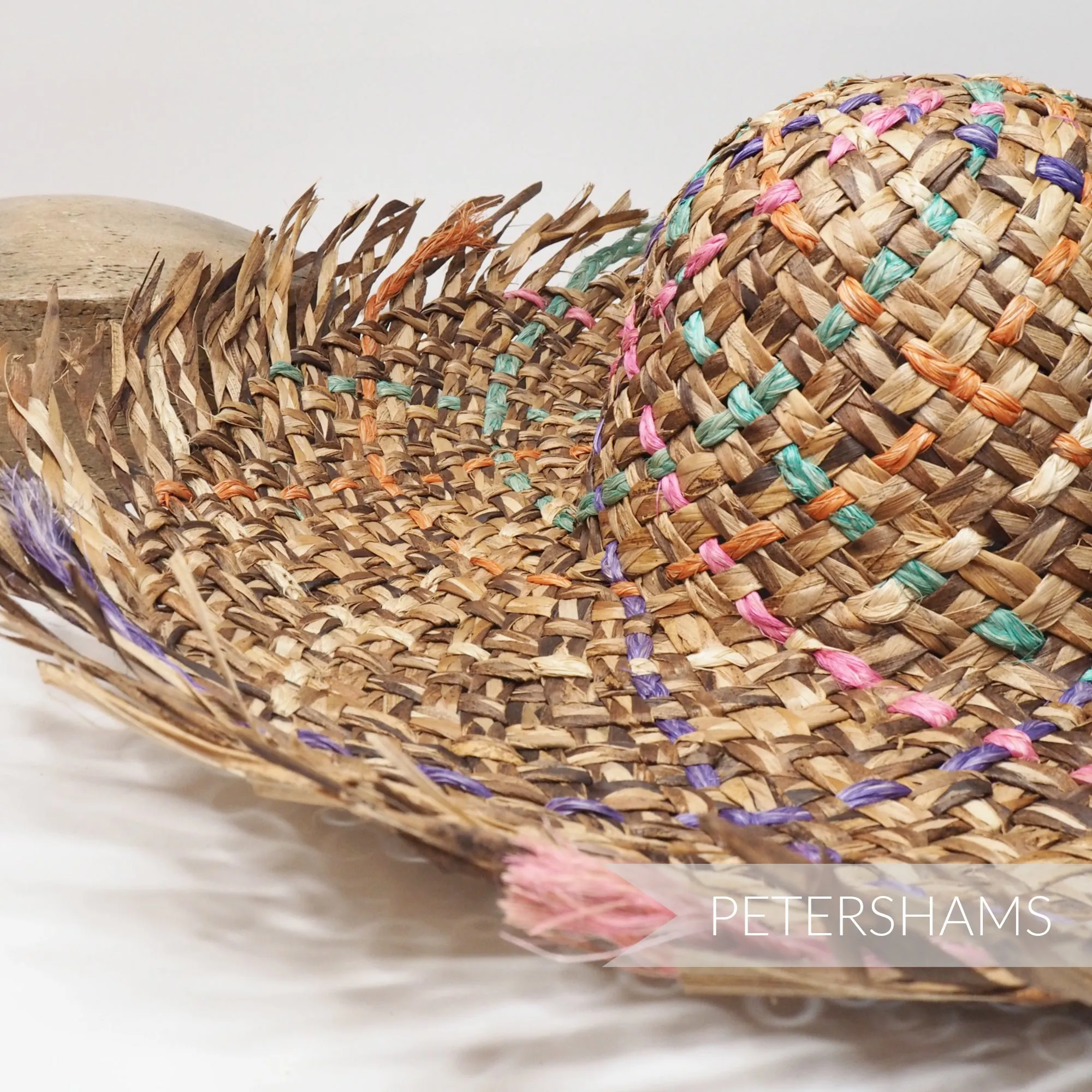 Fringed Fiesta Rainbow Dark Straw Capeline Hat Body - 12-14"