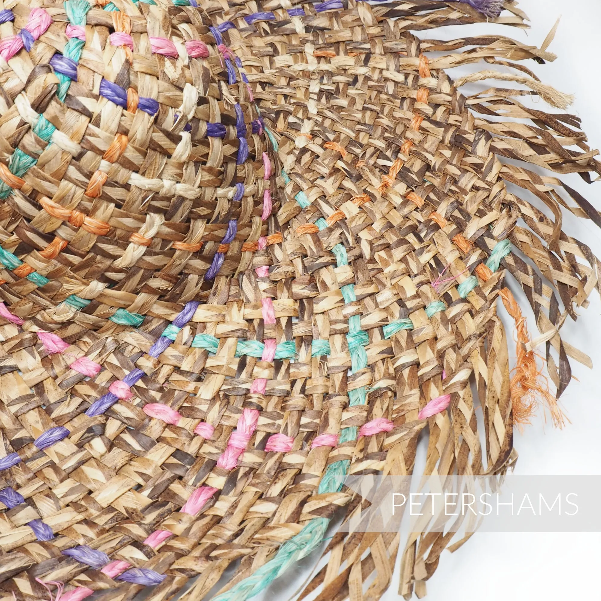 Fringed Fiesta Rainbow Dark Straw Capeline Hat Body - 12-14"