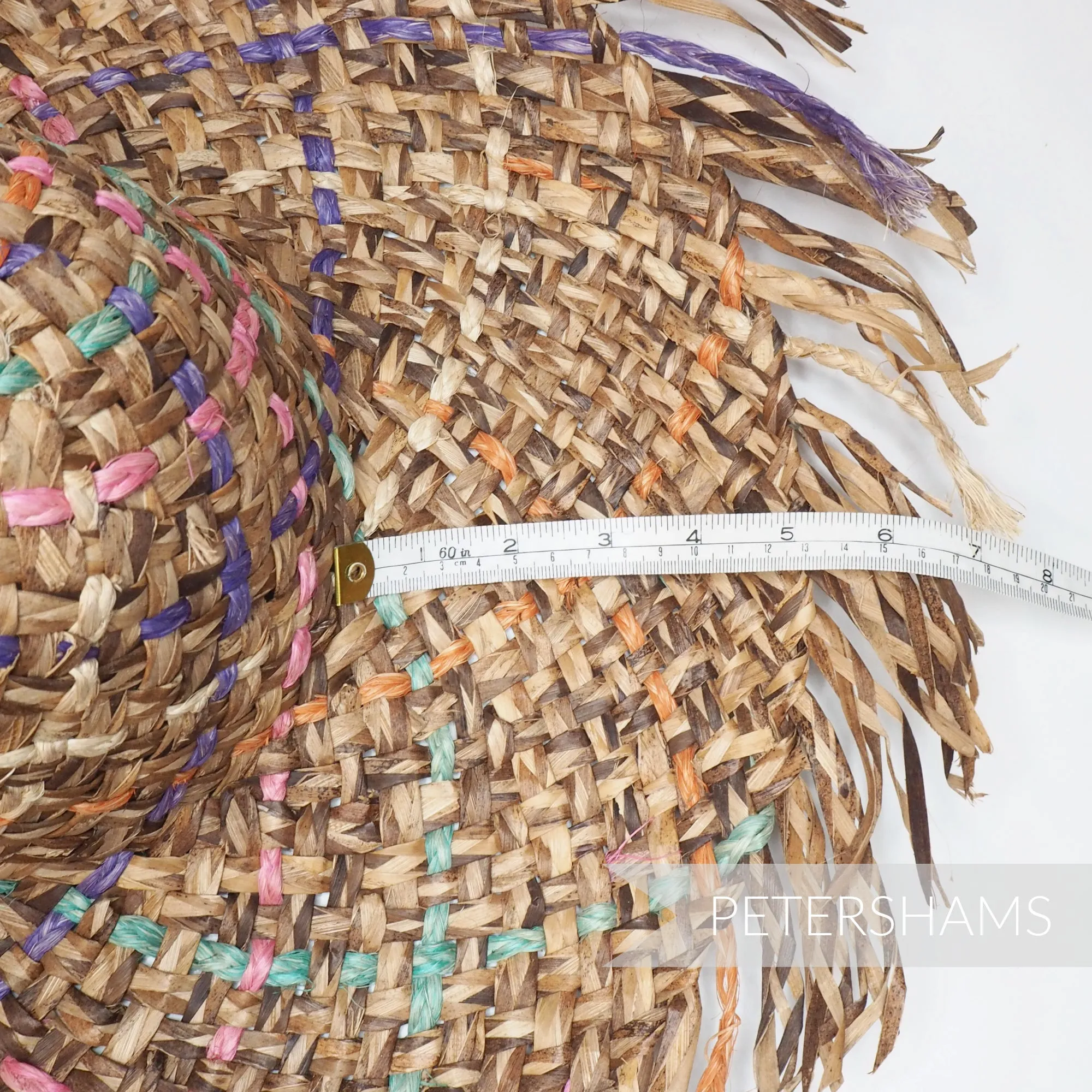 Fringed Fiesta Rainbow Dark Straw Capeline Hat Body - 12-14"
