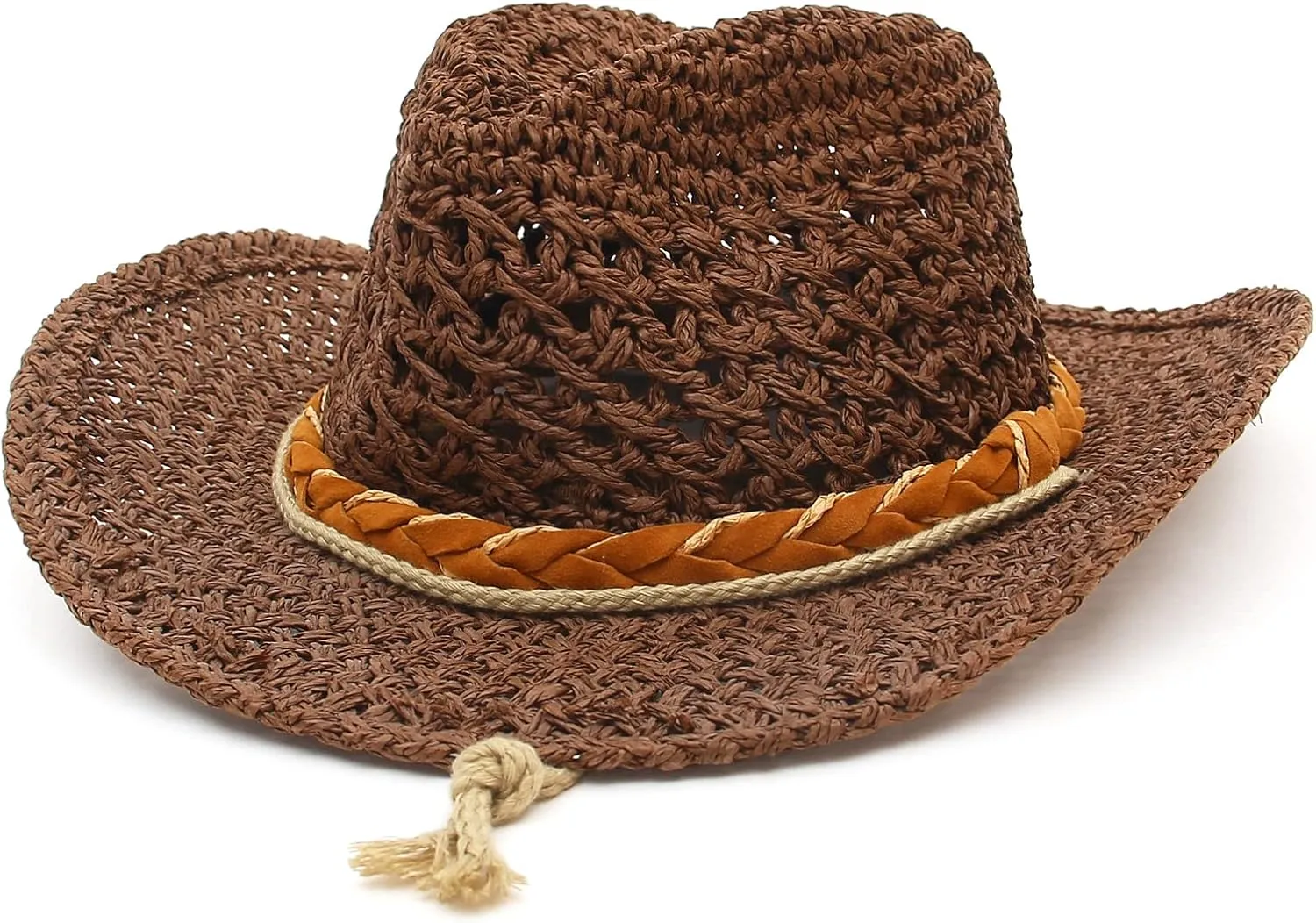 GEMVIE Baby Toddler Kids Sun Straw Western Cowboy Hat Wide Brim with Chin Strap