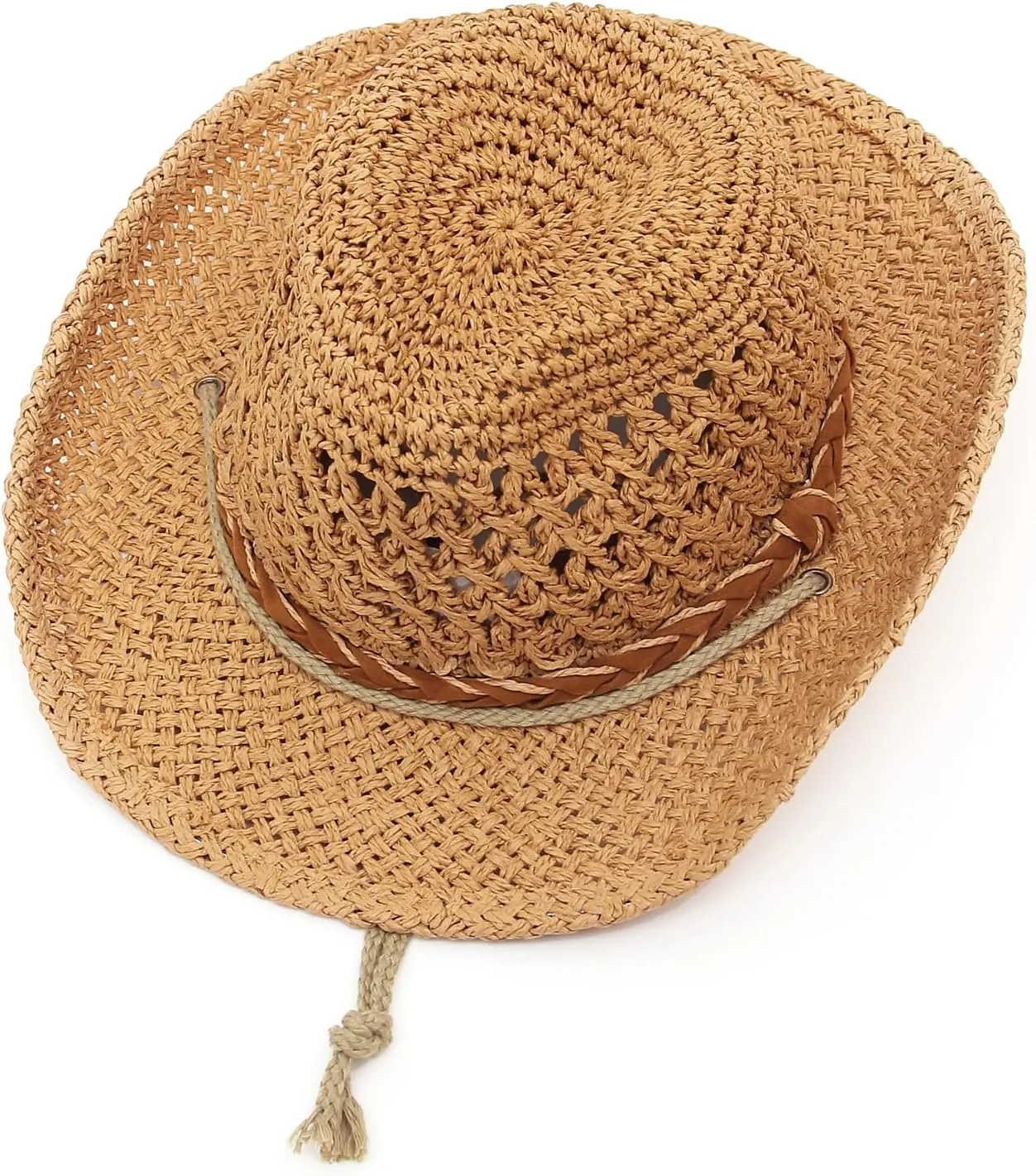 GEMVIE Baby Toddler Kids Sun Straw Western Cowboy Hat Wide Brim with Chin Strap