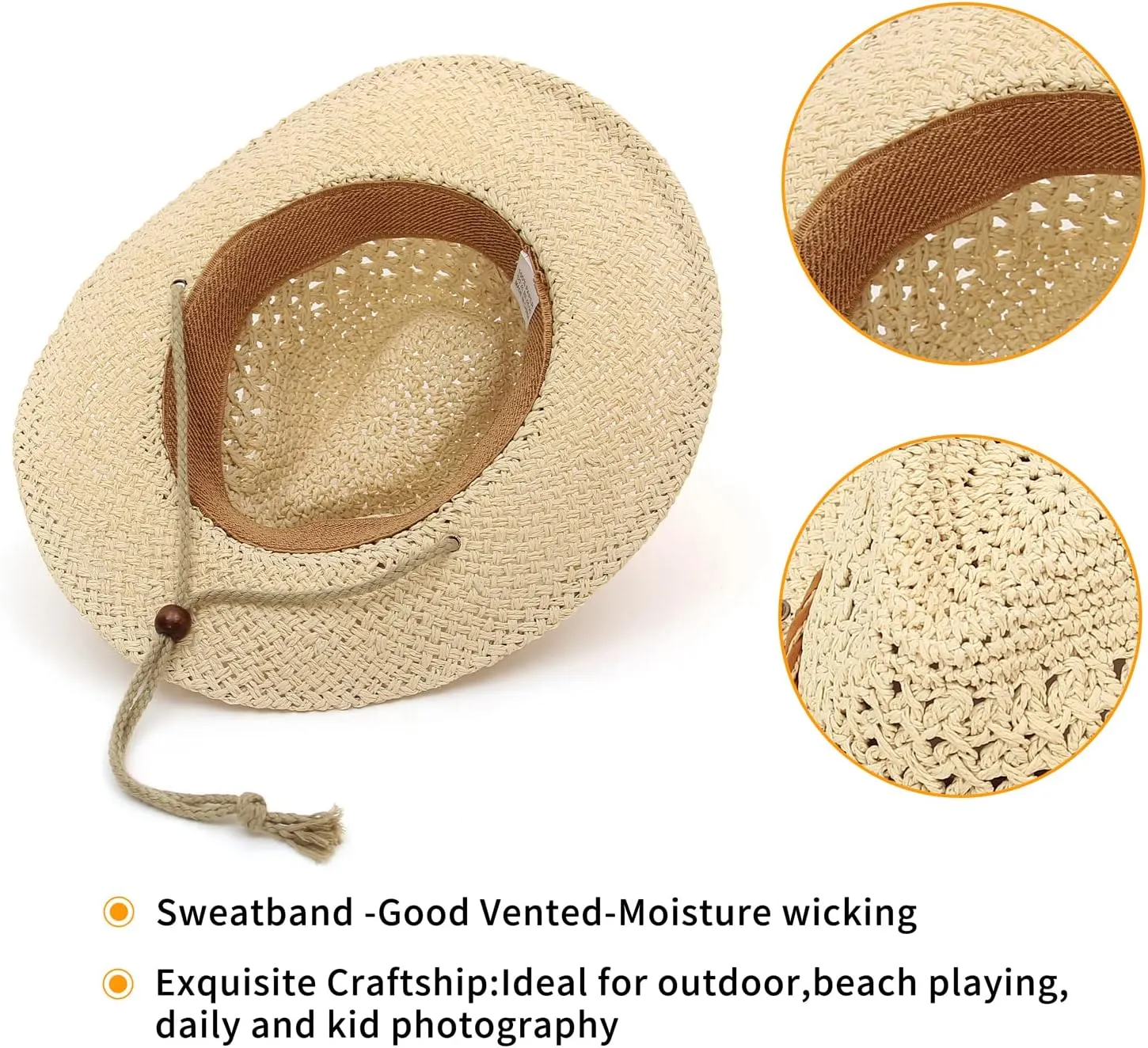 GEMVIE Baby Toddler Kids Sun Straw Western Cowboy Hat Wide Brim with Chin Strap