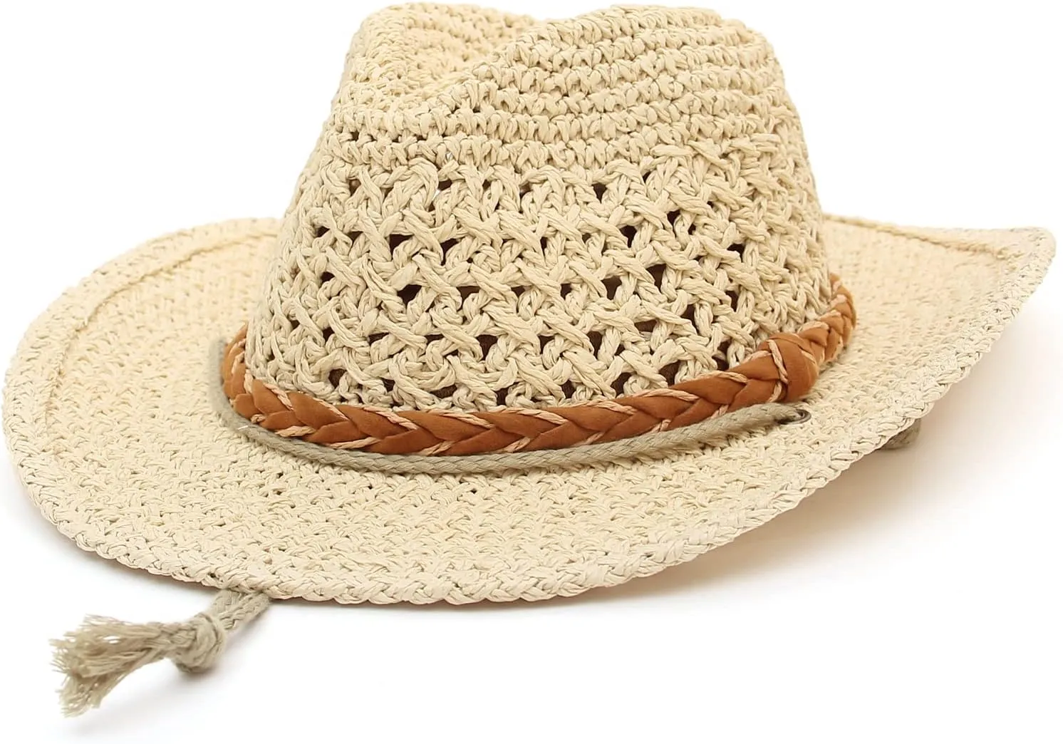 GEMVIE Baby Toddler Kids Sun Straw Western Cowboy Hat Wide Brim with Chin Strap