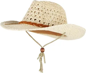 GEMVIE Baby Toddler Kids Sun Straw Western Cowboy Hat Wide Brim with Chin Strap