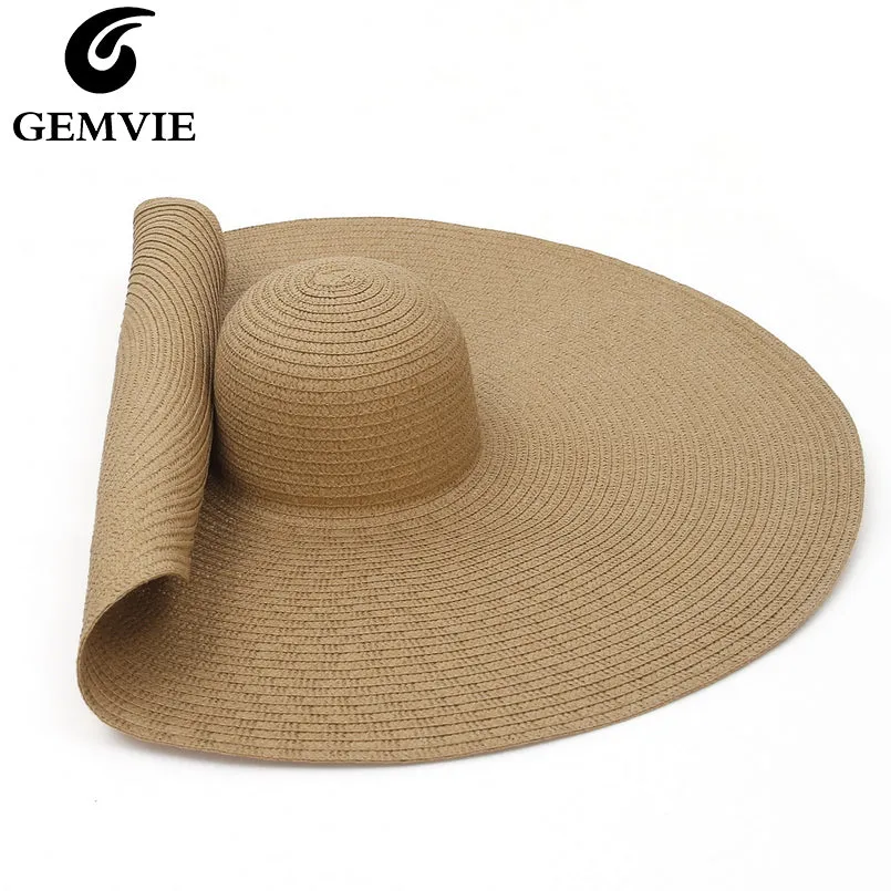 GEMVIE  Over-sized Straw Wide Brim Summer Beach Hat for Women