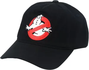 Ghostbusters Baseball Cap, Ghost Logo Adjustable Snapback Hat with Curved Brim, Black, One Size