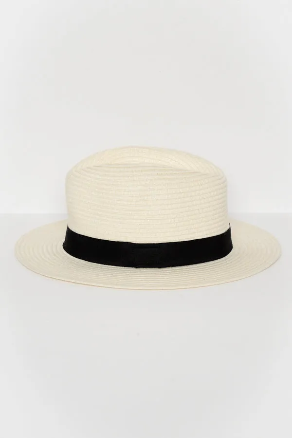 Ivory Wide Brim Travel Fedora