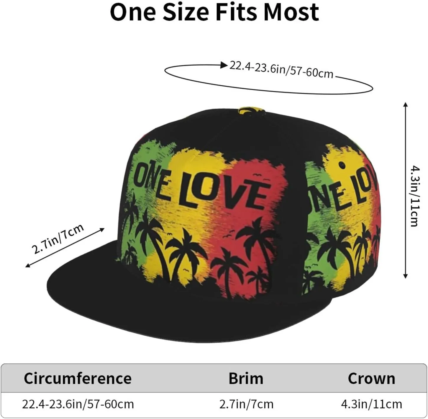 Jamaican Reggae Rasta Baseball Cap Snapback Flat Bill Hip Hop Hat Adjustable Visor Cap for Men Women