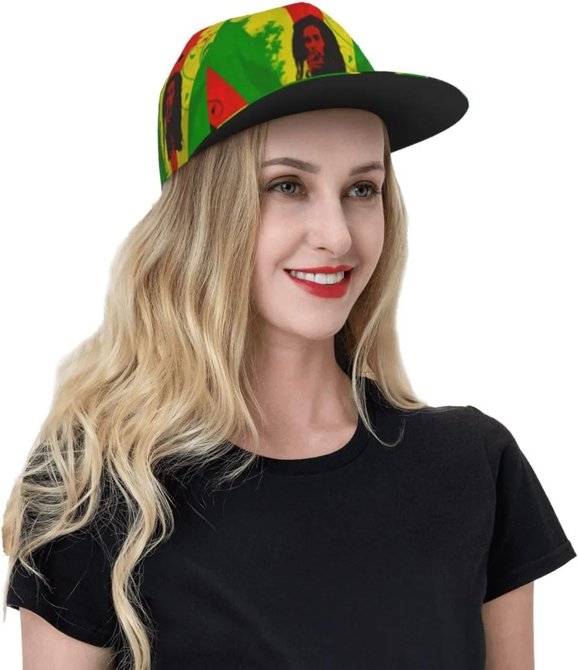 Jamaican Reggae Rasta Baseball Cap Snapback Flat Bill Hip Hop Hat Adjustable Visor Cap for Men Women