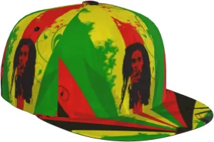 Jamaican Reggae Rasta Baseball Cap Snapback Flat Bill Hip Hop Hat Adjustable Visor Cap for Men Women