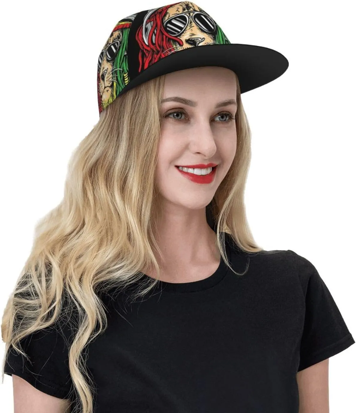 Jamaican Reggae Rasta Baseball Cap Snapback Flat Bill Hip Hop Hat Adjustable Visor Cap for Men Women