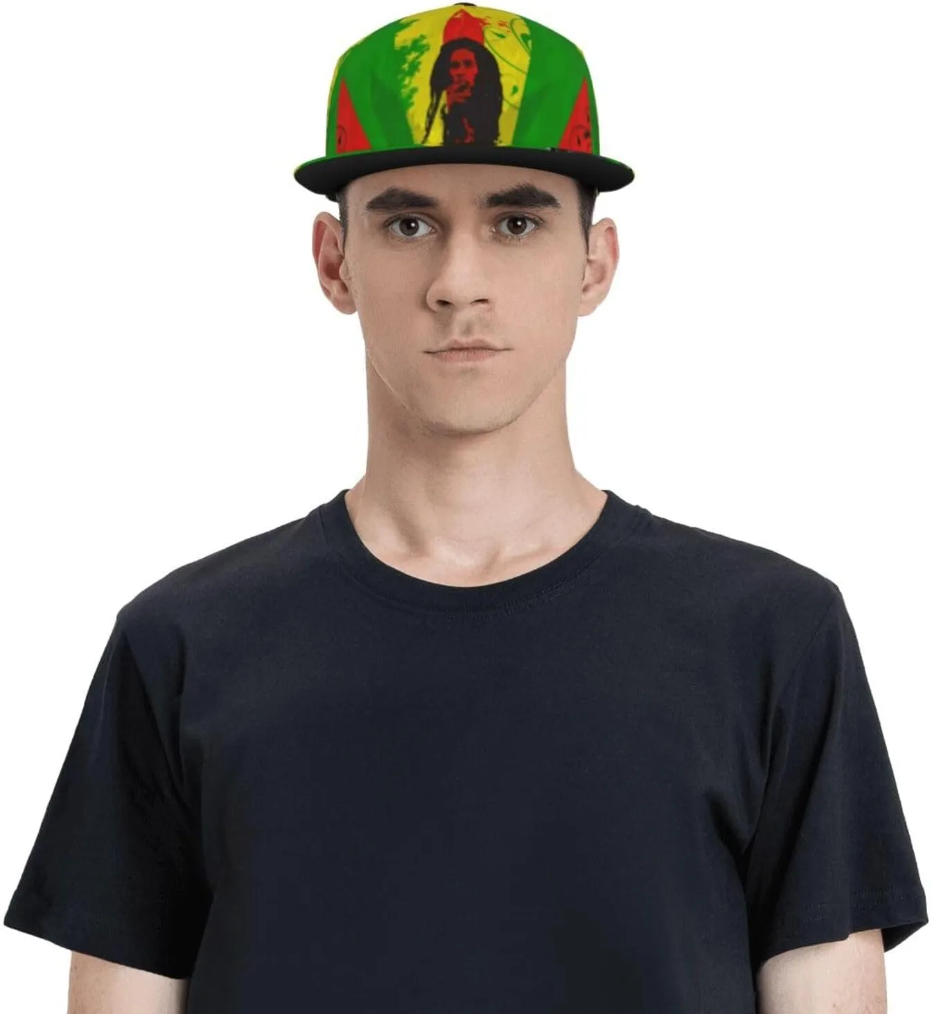 Jamaican Reggae Rasta Baseball Cap Snapback Flat Bill Hip Hop Hat Adjustable Visor Cap for Men Women