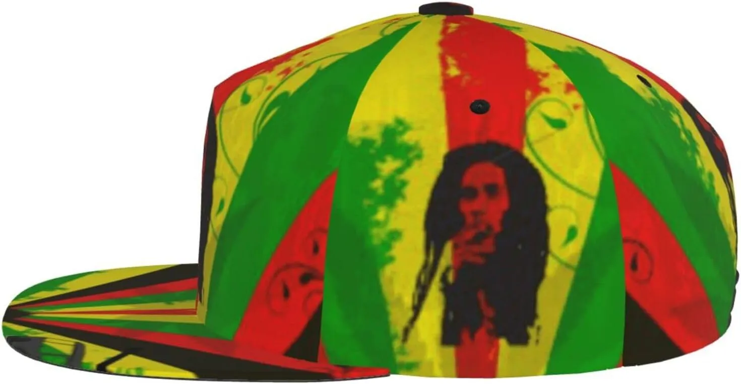 Jamaican Reggae Rasta Baseball Cap Snapback Flat Bill Hip Hop Hat Adjustable Visor Cap for Men Women