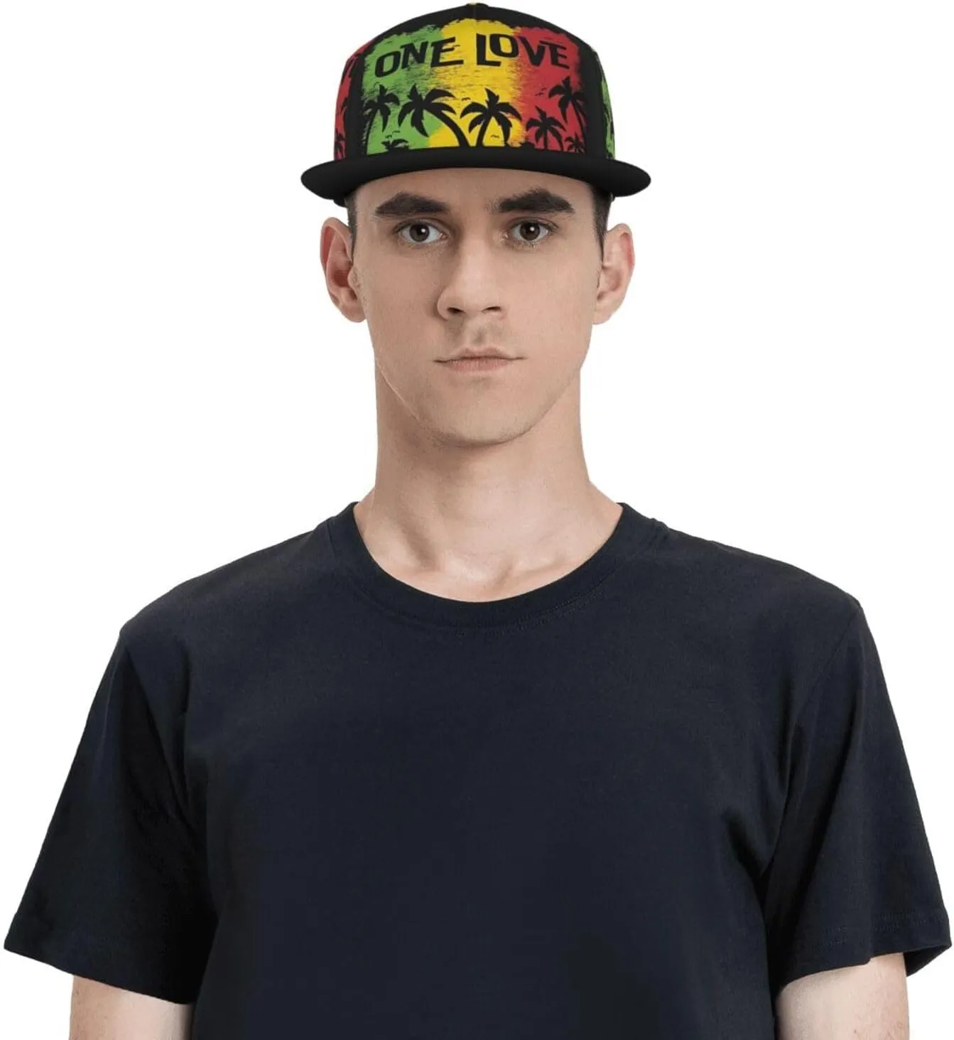 Jamaican Reggae Rasta Baseball Cap Snapback Flat Bill Hip Hop Hat Adjustable Visor Cap for Men Women