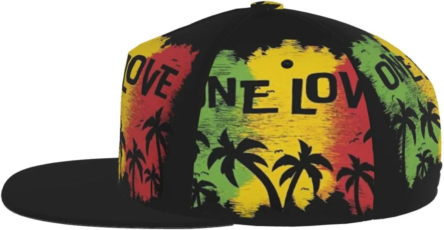 Jamaican Reggae Rasta Baseball Cap Snapback Flat Bill Hip Hop Hat Adjustable Visor Cap for Men Women