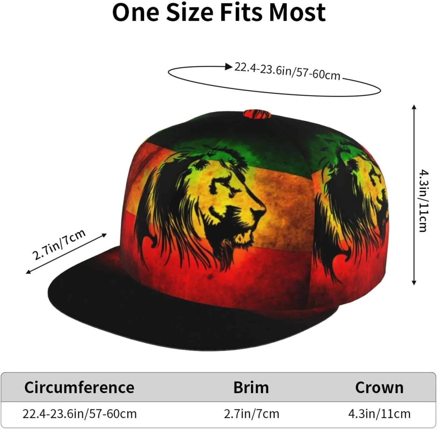 Jamaican Reggae Rasta Baseball Cap Snapback Flat Bill Hip Hop Hat Adjustable Visor Cap for Men Women