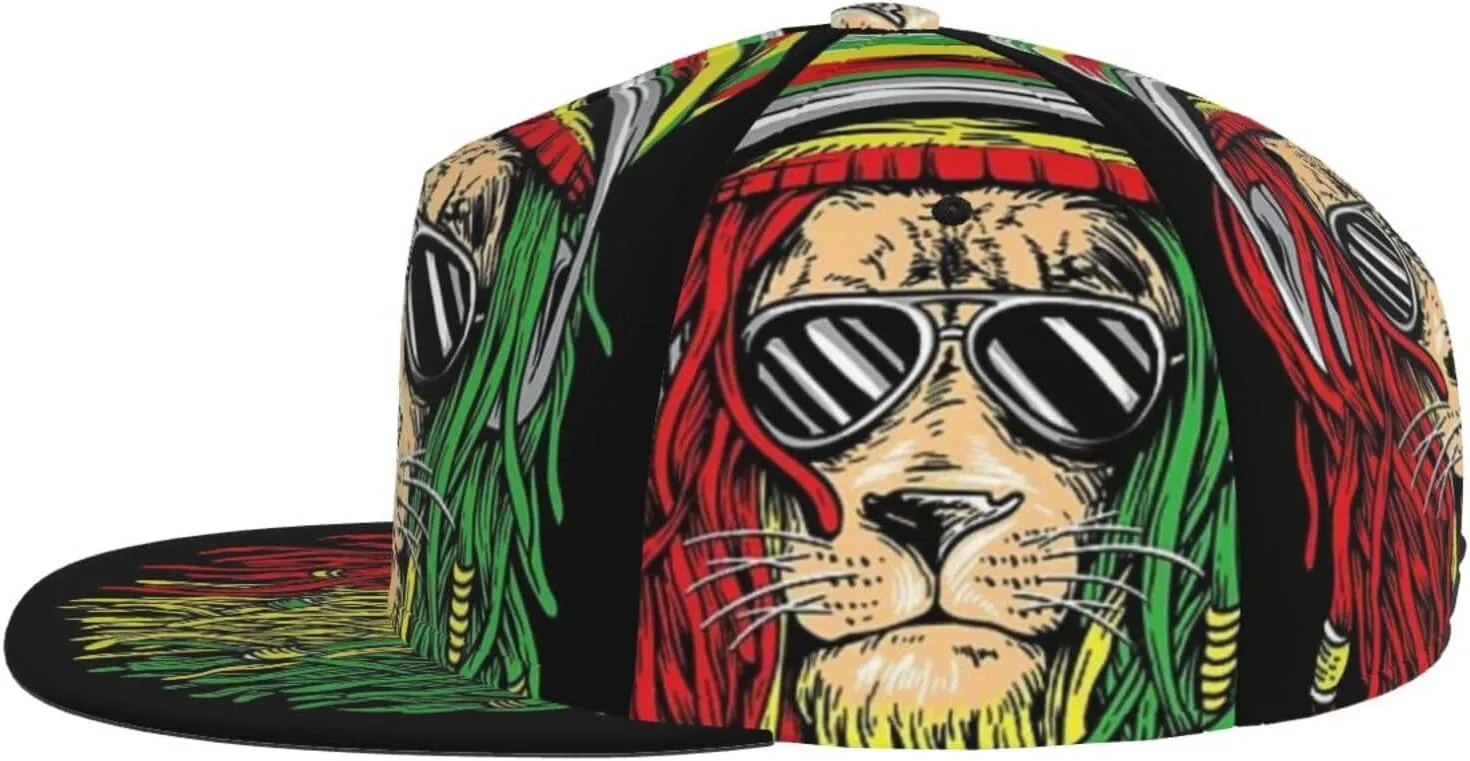 Jamaican Reggae Rasta Baseball Cap Snapback Flat Bill Hip Hop Hat Adjustable Visor Cap for Men Women