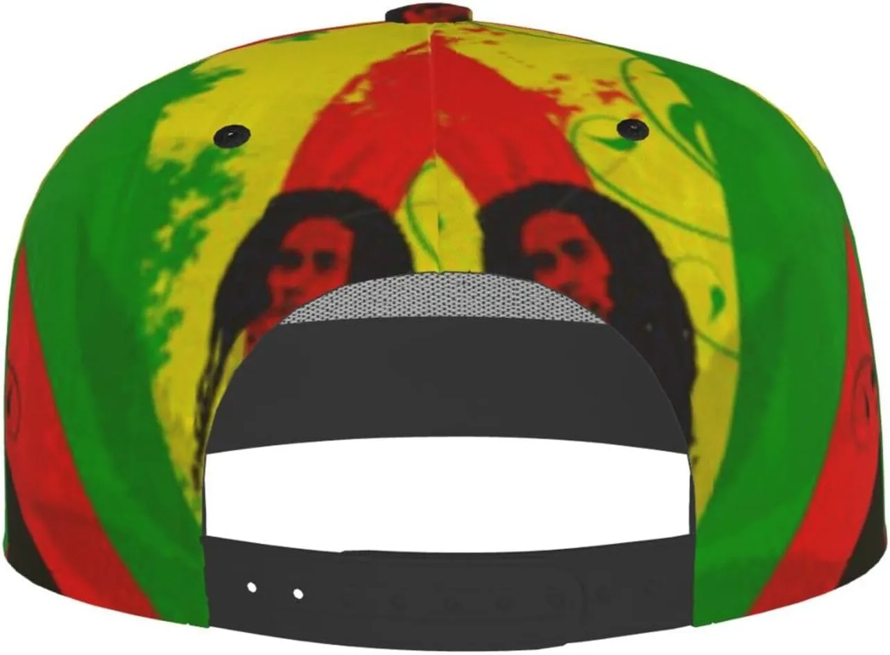 Jamaican Reggae Rasta Baseball Cap Snapback Flat Bill Hip Hop Hat Adjustable Visor Cap for Men Women