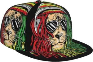 Jamaican Reggae Rasta Baseball Cap Snapback Flat Bill Hip Hop Hat Adjustable Visor Cap for Men Women