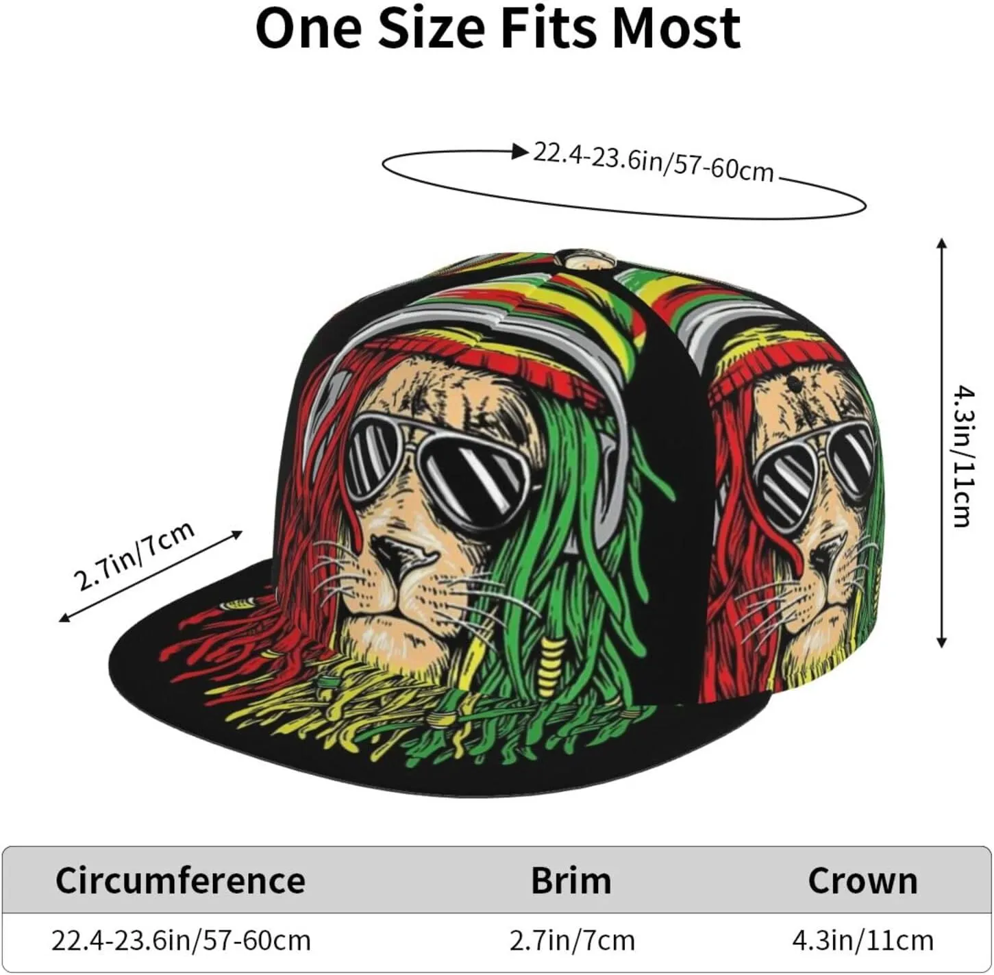 Jamaican Reggae Rasta Baseball Cap Snapback Flat Bill Hip Hop Hat Adjustable Visor Cap for Men Women
