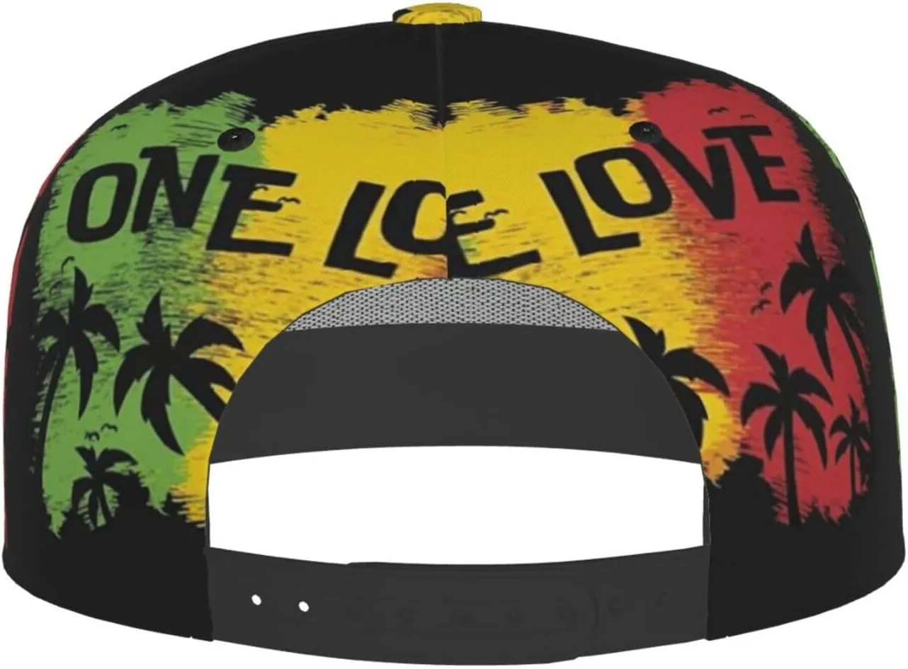 Jamaican Reggae Rasta Baseball Cap Snapback Flat Bill Hip Hop Hat Adjustable Visor Cap for Men Women