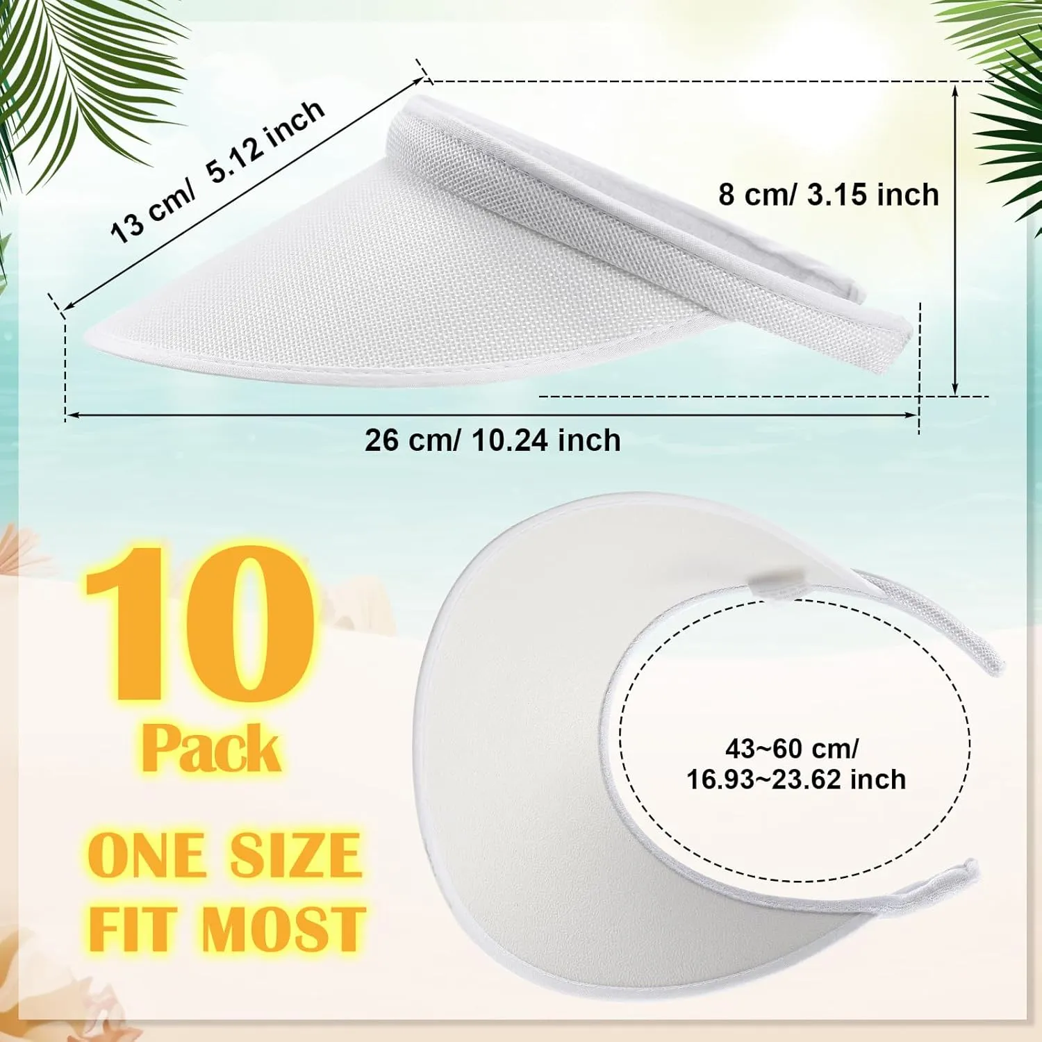 Jiuguva 10 Pieces Sun Visor for Women Golf Clip on Visor Hat with Brim One Size Adjustable for Men Women Sport Running