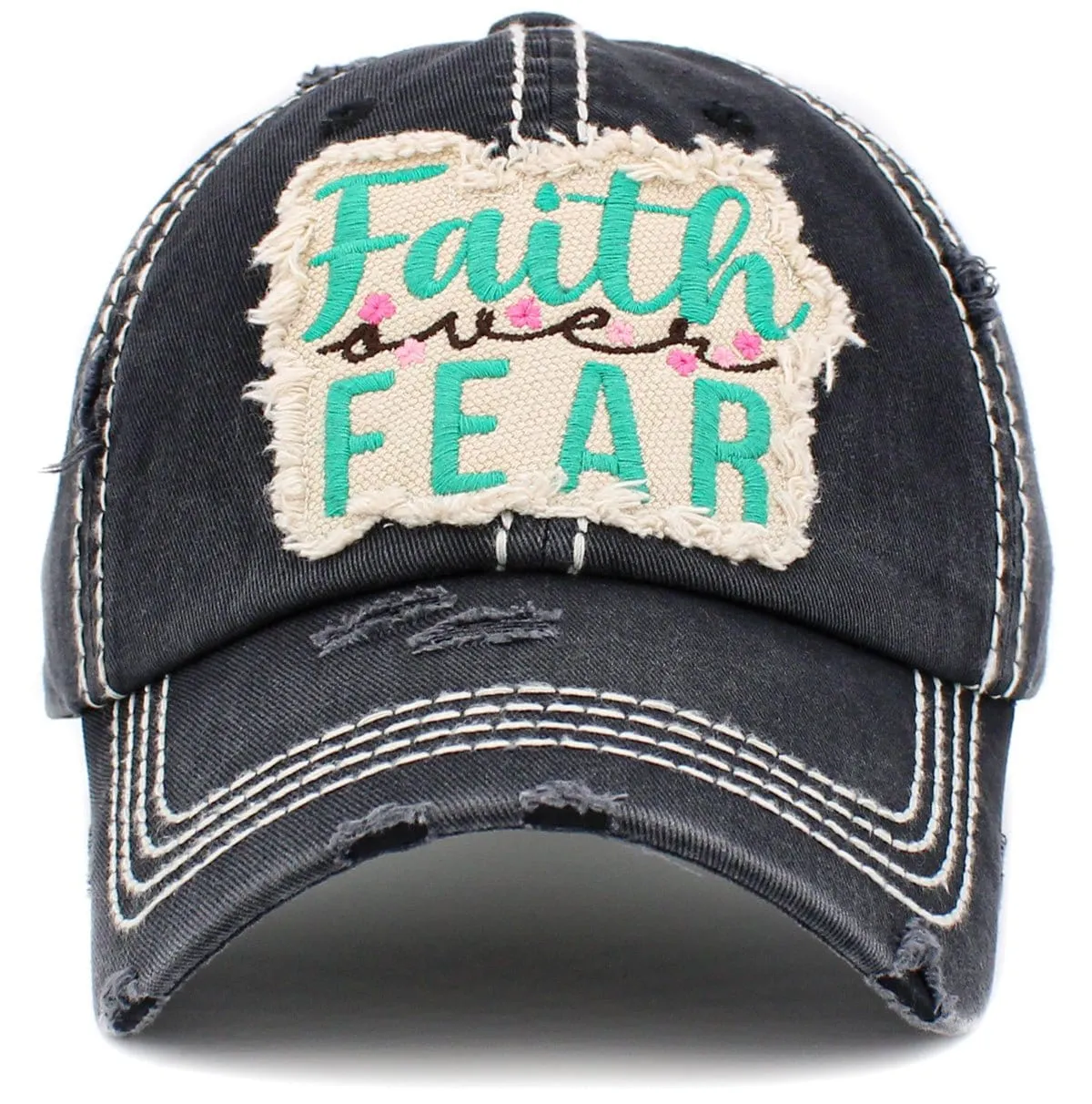 KBV1418 "Faith Over Fear" Vintage Distressed Cotton Cap