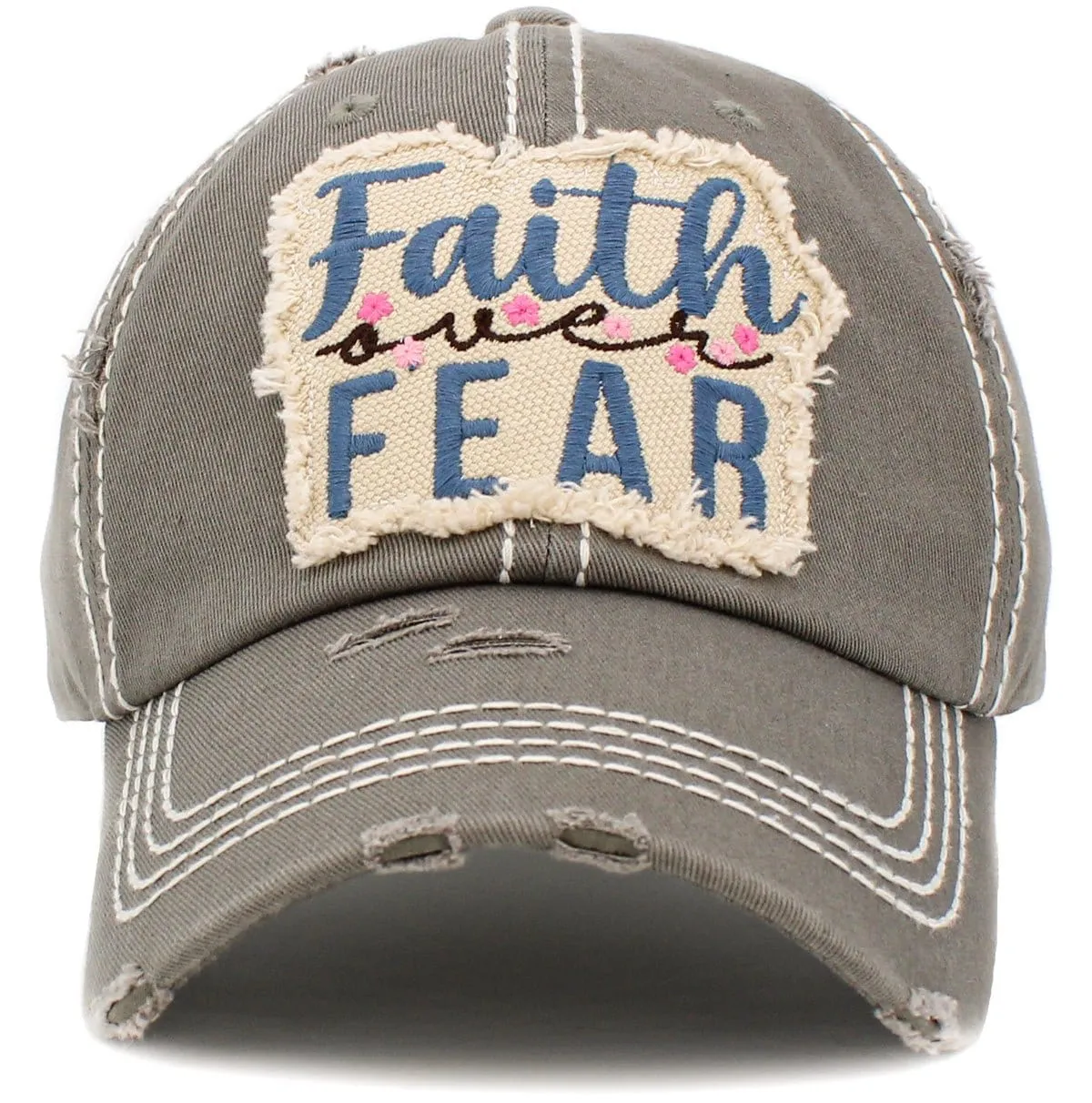 KBV1418 "Faith Over Fear" Vintage Distressed Cotton Cap