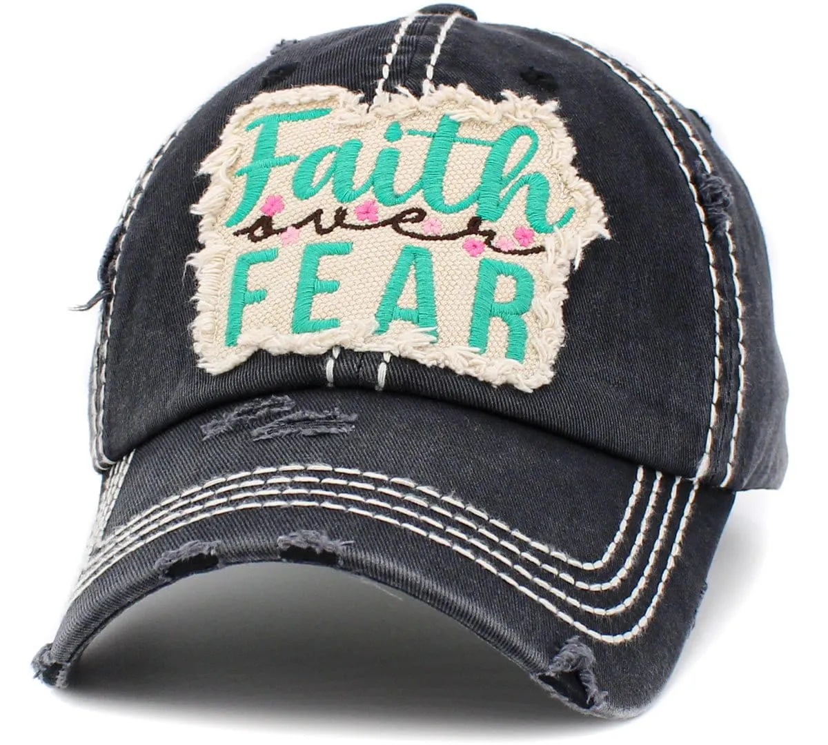 KBV1418 "Faith Over Fear" Vintage Distressed Cotton Cap