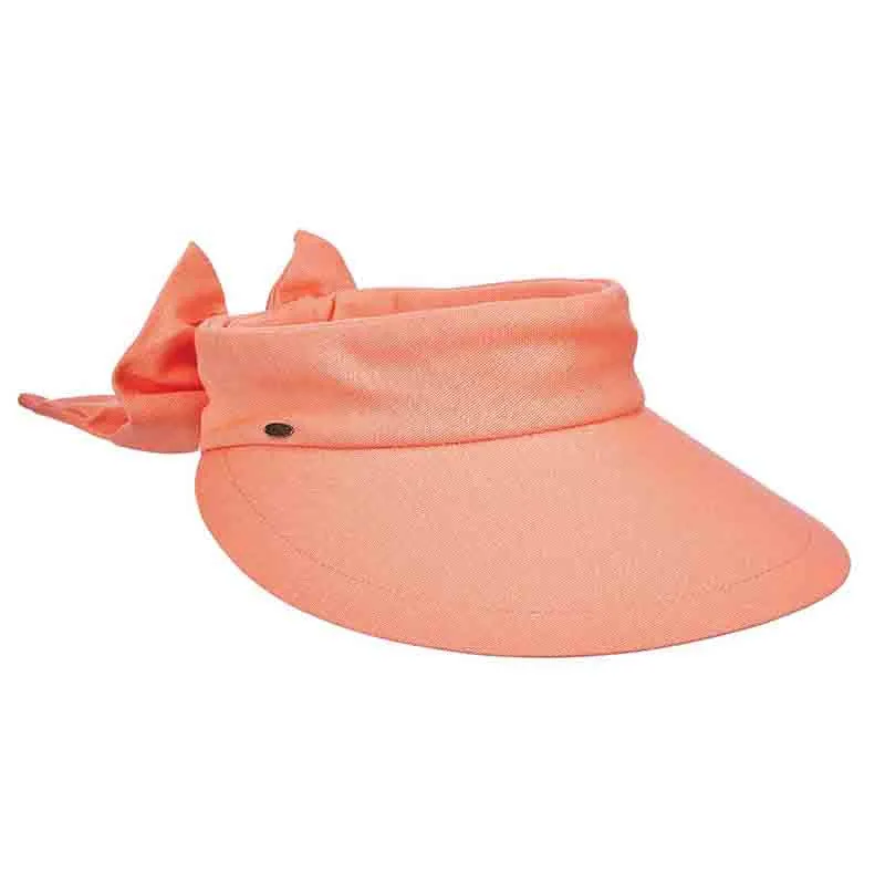 Large Round Linen Sun Visor with Bow - Scala Hats