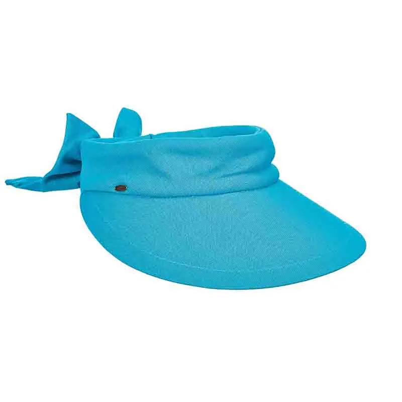 Large Round Linen Sun Visor with Bow - Scala Hats