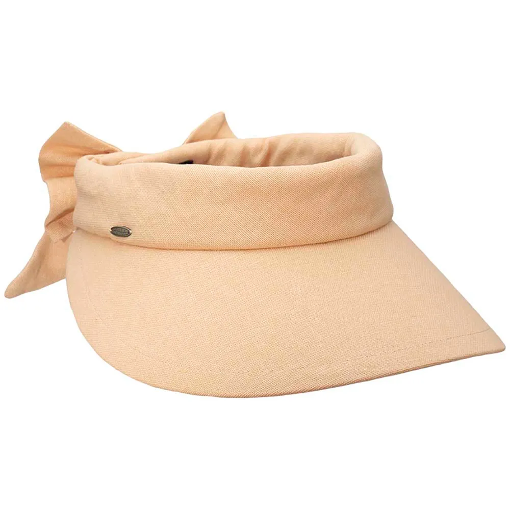Large Round Linen Sun Visor with Bow - Scala Hats