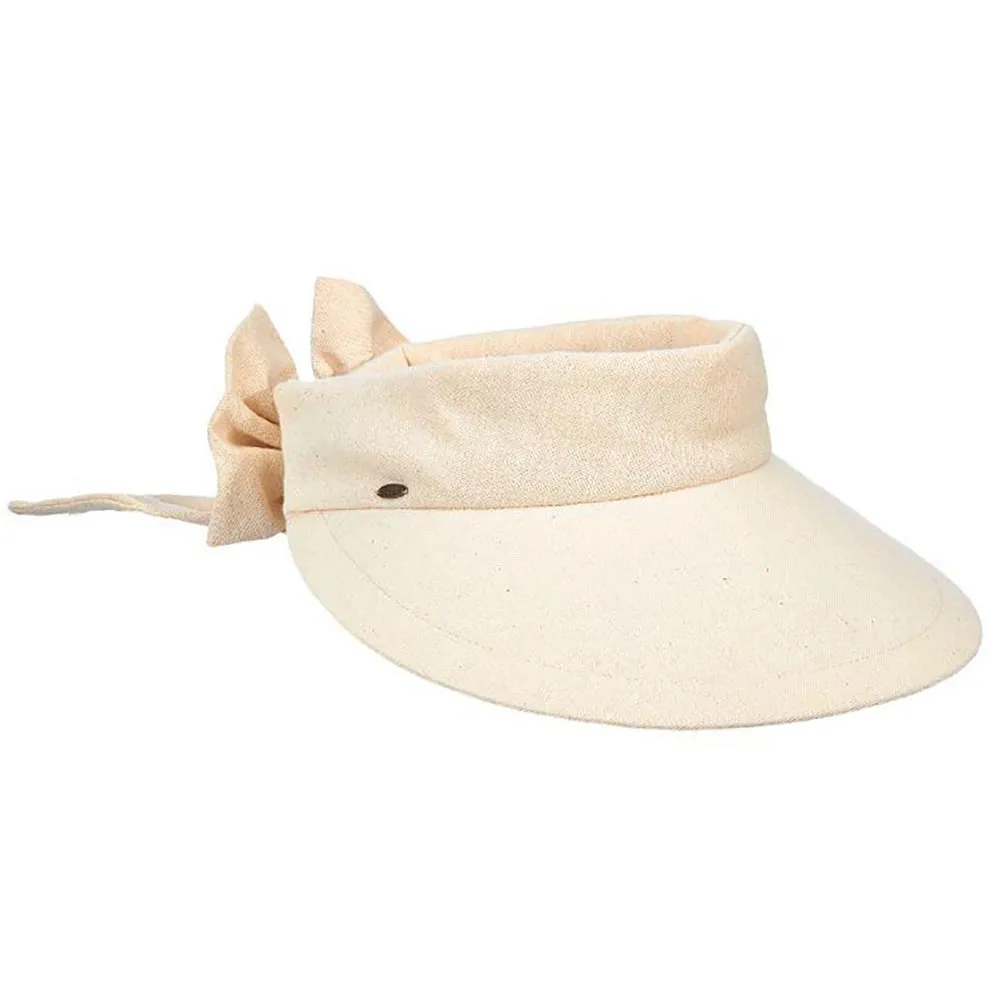 Large Round Linen Sun Visor with Bow - Scala Hats