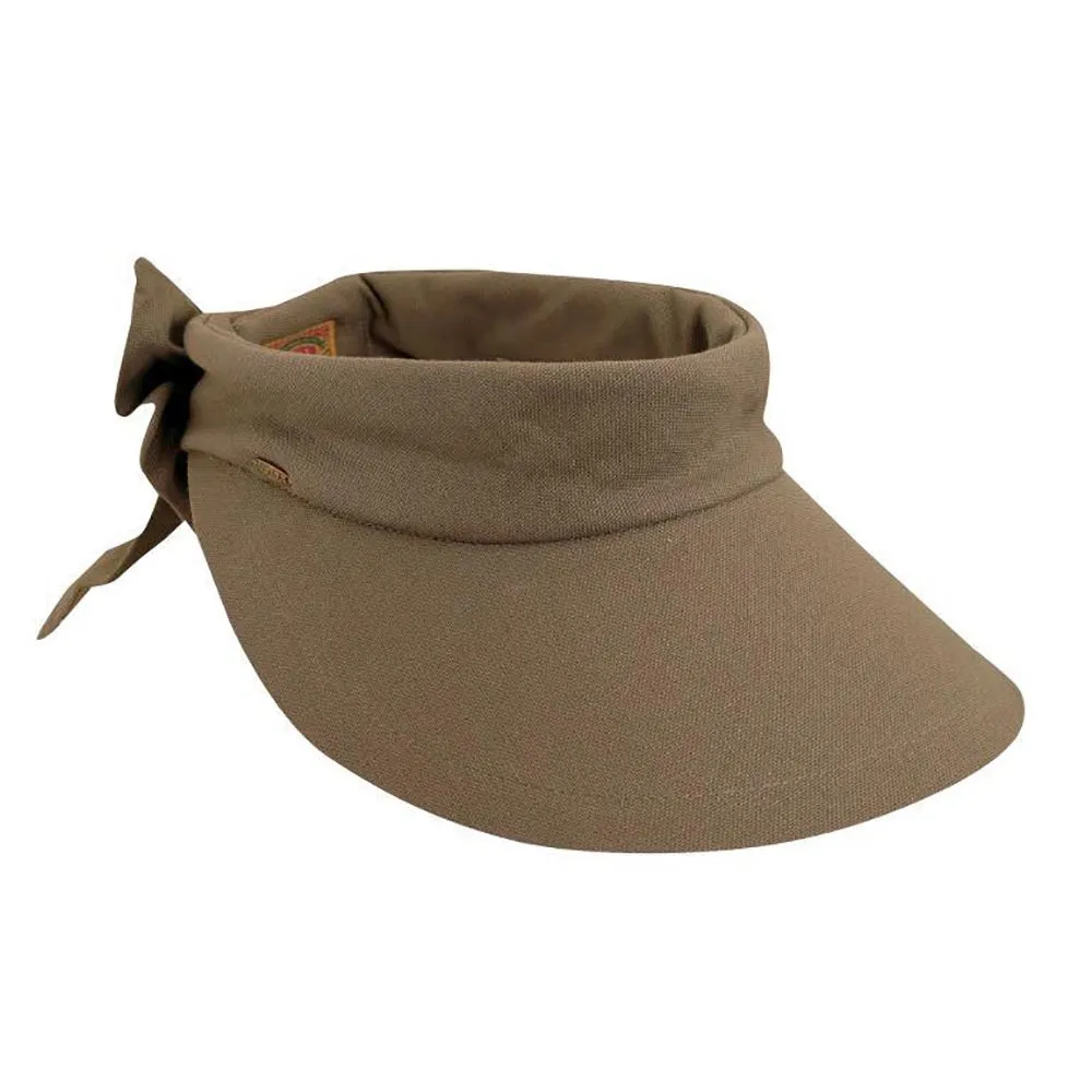 Large Round Linen Sun Visor with Bow - Scala Hats
