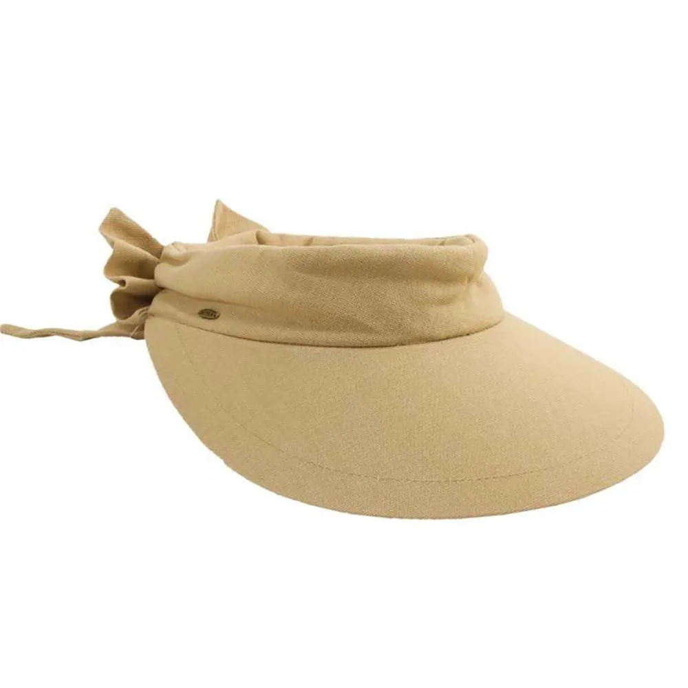 Large Round Linen Sun Visor with Bow - Scala Hats