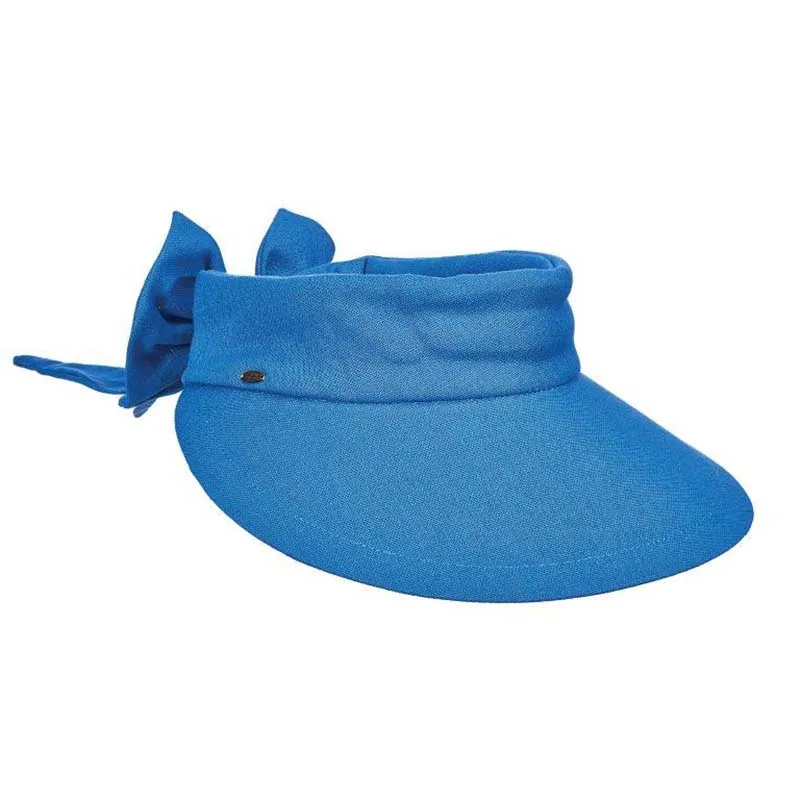 Large Round Linen Sun Visor with Bow - Scala Hats