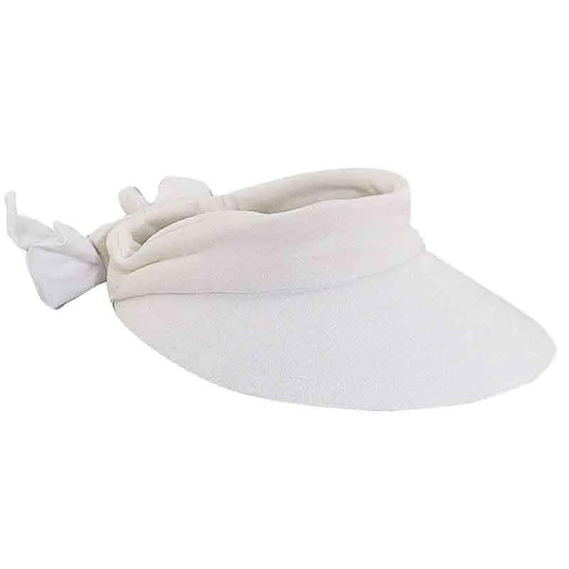 Large Round Linen Sun Visor with Bow - Scala Hats