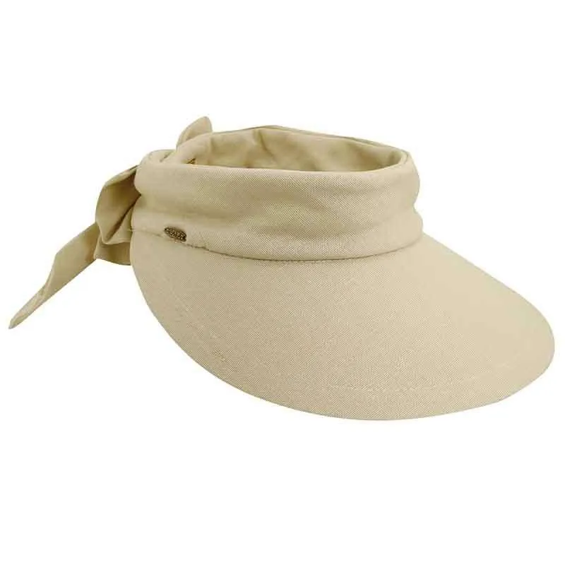 Large Round Linen Sun Visor with Bow - Scala Hats
