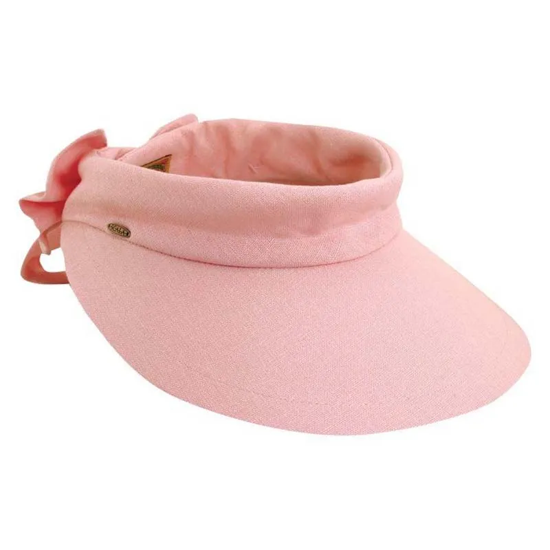 Large Round Linen Sun Visor with Bow - Scala Hats