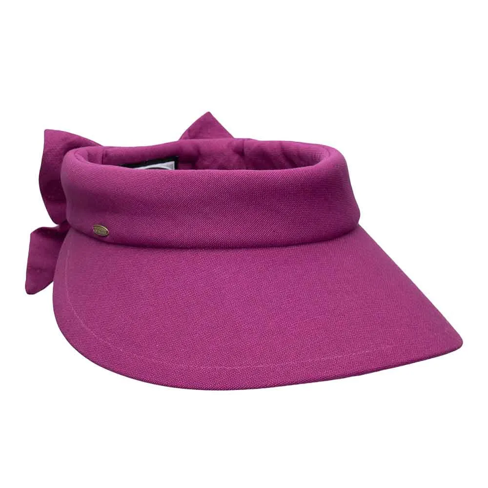 Large Round Linen Sun Visor with Bow - Scala Hats